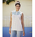 Broderie Anglaise Trim Sleeveless Blouse