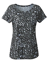 Black Leopard Print Jersey Top