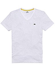 Lacoste Mighty V Neck Stripe T Shirt