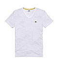 Lacoste Mighty V Neck Stripe T Shirt