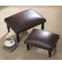 Set of Two Faux Leather Footstools