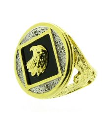 Gold Plated Black Agate Diamond Ring