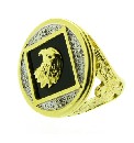 Gold Plated Black Agate Diamond Ring