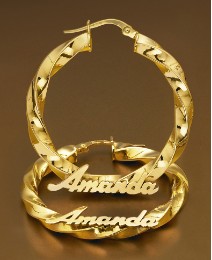 9ct Personalised Hollow Hoop Earrings