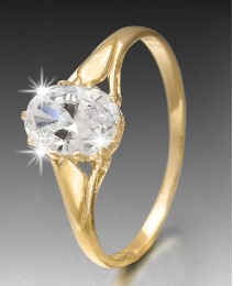 9 Carat Gold Oval Cubic Zirconia Ring