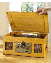 JDW Turntable CD Radio Cassette - Oak