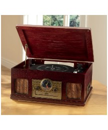 JDW Turntable CD Radio Cassette Mahogany
