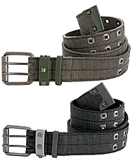 Jacamo Pack of 2 Canvas Eyelet Belts
