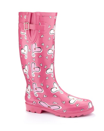 pink heart printed wellies