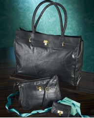 Giant Leather Shopper/Handbag/ Purse Blk