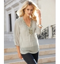 Anise Beaded Trim Chiffon Top