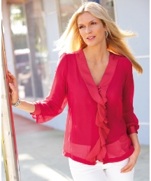 Anise Chiffon Frill Front Blouse