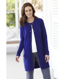 Crew Neck Longline Cardigan with Pockets