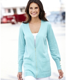 Zip Boyfriend Cardigan Length 29in