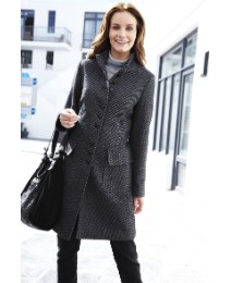 Funnel Neck Tweed Coat