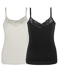 Joanna Hope Pack of 2 Lace Trim Vests