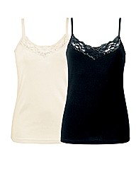 Joanna Hope Pack of 2 Lace Trim Vests