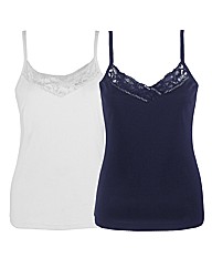 Joanna Hope Pack of 2 Lace Trim Vests