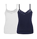 Joanna Hope Pack of 2 Lace Trim Vests