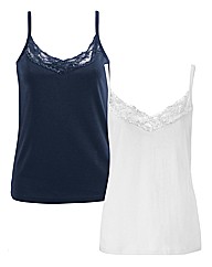 Joanna Hope Pack of 2 Lace Trim Vests