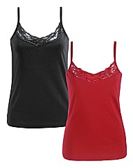 Joanna Hope Pack of 2 Lace Trim Vests