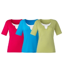 Pack 3 Jersey Tops With Plain Insert