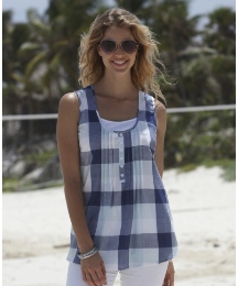 Check Blouse With Mock Insert