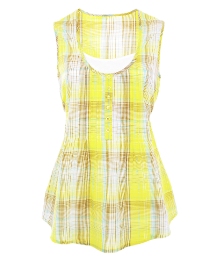 Check Blouse With Mock Insert