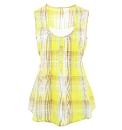 Check Blouse With Mock Insert