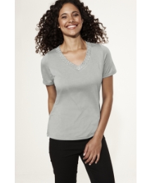 V Neck Stud Detail Jersey T Shirt Top