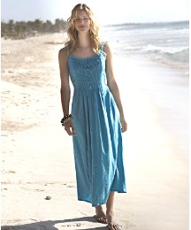 Linen Blend Maxi Dress Length 50in