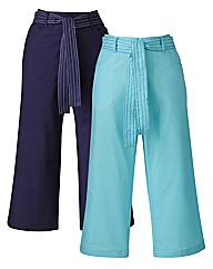 Pack of 2 Belted Crop Trousers 19in