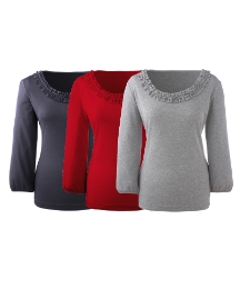 Pack of 3 Ruffle Neck Tops