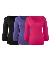 Pack of 3 Ruffle Neck Tops