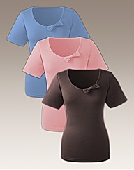 Pack of 3 T Shirt Tops with Bow Detail