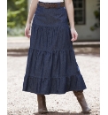 Denim Tiered Skirt with Belt Length 30in