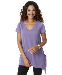 Studded Shape Hem Jersey Top