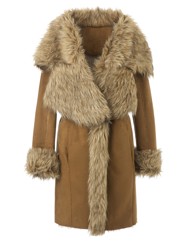Joanna Hope Faux Fur Trim Coat
