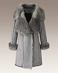 Joanna Hope Faux Fur Trim Coat