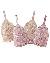 Shapely Figures Pack 2 Lace Plunge Bras