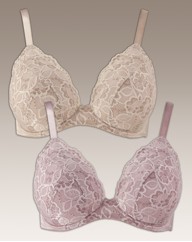 Shapely Figures Pack 2 Lace Plunge Bras