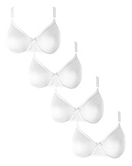 Shapely Figures White Pack of 4 Bras