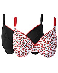 Simply Yours Cherry Print Black Bras