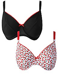 Simply Yours Cherry Print Black Bras