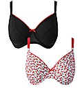Simply Yours Cherry Print Black Bras