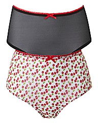 Simply Yours Cherry Print Black Knickers