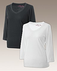 Body Star Pack of 2 3/4 Length T-Shirts