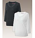 Body Star Pack of 2 3/4 Length T-Shirts