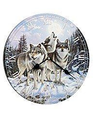 Midnight Watchers Wolf Wall Clock