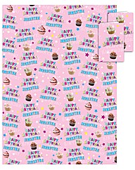 Personalised Pink Cupcakes Birthday Wrap